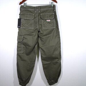 True Religion Baggy Cargo Jogger Pants Women's Size 28x29 Green Pockets